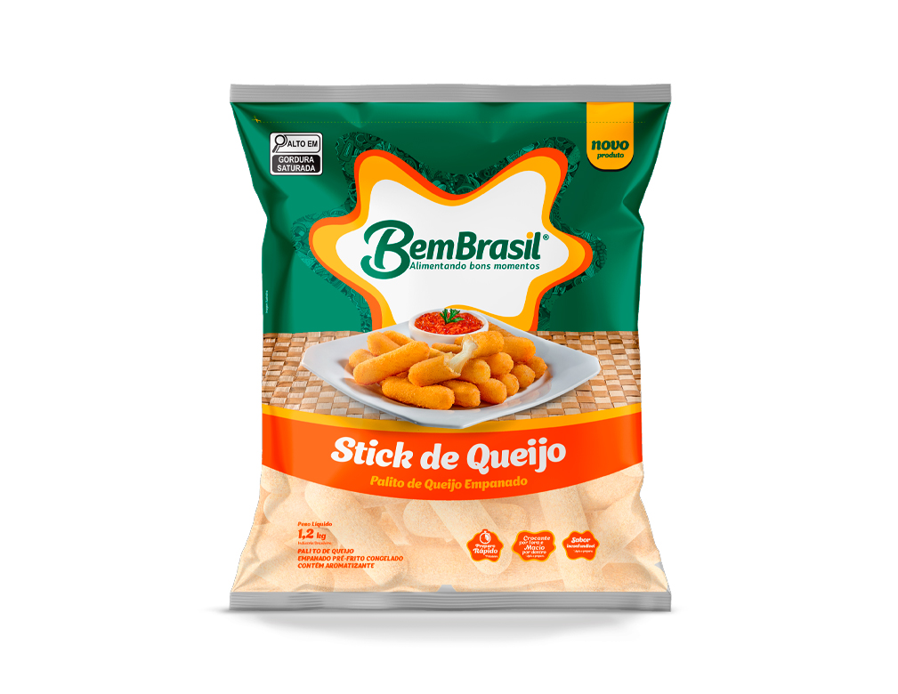 STICK DE QUEIJO CONGELADOS PRÉ FRITOS EMPANADOS BEM BRASIL 1,2 KG (CX 8 PCT)